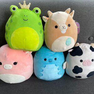 Squishmallow Bundle of 5 - Measure 8" to 10" Seacow, Frog, Goat, Pig, Water Bear